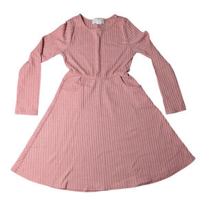 Glitter Girl -Ribbed Dress - Girls Clothes - Size 12 - Pink/Coral -Preowned Good